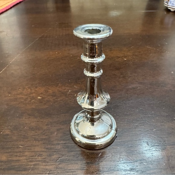 Small Metal Candlestick Holder Metal Silver Tone - Picture 2 of 9